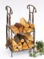 Preview: Kaminholzregal mit Kaminbesteck 130007 Kaminholzständer 94cm Holzkorb Kaminset