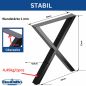 Preview: DanDiBo 2x Tischbeine Metall Schwarz 60 x 72 cm Tischgestell Höhenverstellbar 96665 Tischfüße Möbelfüße Tischkufen Esstisch Beine