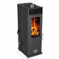 Preview: Babas Eco Mini Hybridofen Pellets und Holz Kombiofen Kaminofen 8 kW Pelletofen ohne Strom Schwarz Holzofen Holz Ofen Kamin