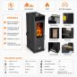 Preview: Babas Eco Mini Hybridofen Pellets und Holz Kombiofen Kaminofen 8 kW Pelletofen ohne Strom Schwarz Holzofen Holz Ofen Kamin