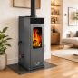 Preview: Babas Eco Mini Hybridofen Pellets und Holz Kombiofen Kaminofen 8 kW Pelletofen ohne Strom Schwarz Holzofen Holz Ofen Kamin