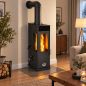 Preview: Baba’s Eco Mini Plus Panoramic Hybrid Stove Pellet and Wood Combination Stove Fireplace Stove 8 kW Pellet Stove Without Electricity Black Wood-Burning Stove Wood Stove Fireplace