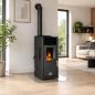 Preview: Babas Eco Plus Panorama Hybridofen Pellets und Holz Kombiofen Kaminofen 8 kW Pelletofen ohne Strom Schwarz Holzofen Holz Ofen Kamin