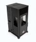 Preview: Babas Eco Plus Panorama Hybridofen Pellets und Holz Kombiofen Kaminofen 8 kW Pelletofen ohne Strom Schwarz Holzofen Holz Ofen Kamin