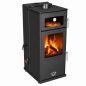 Preview: Babas Gold Hybridofen Pellets und Holz Kombiofen Kaminofen mit Backfach 12 kW Schwarz Holzofen Holz Ofen Kamin