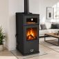 Preview: Babas Gold Hybridofen Pellets und Holz Kombiofen Kaminofen mit Backfach 12 kW Schwarz Holzofen Holz Ofen Kamin