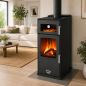 Preview: Babas Gold Hybridofen Pellets und Holz Kombiofen Kaminofen mit Backfach 12 kW Schwarz Holzofen Holz Ofen Kamin