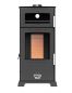 Preview: Babas Gold Plus Hybridofen Pellets und Holz Kombiofen Kaminofen mit Backfach Panorama 12 kW Schwarz Holzofen Holz Ofen Kamin