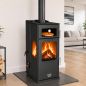 Preview: Babas Gold Plus Hybridofen Pellets und Holz Kombiofen Kaminofen mit Backfach Panorama 12 kW Schwarz Holzofen Holz Ofen Kamin