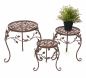 Preview: DanDiBo Blumenhocker 3er Set Metall Braun 25 - 35 cm Blumenständer 93992 Blumensäule Antik Pflanzenständer Pflanzenhocker
