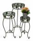 Preview: Blumenhocker Metall Grün Rund Blumenständer 96008 3er Set Blumensäule Antik Pflanzenständer Pflanzenhocker Vintage
