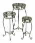 Preview: Blumenhocker Metall Grün Rund Blumenständer 96008 3er Set Blumensäule Antik Pflanzenständer Pflanzenhocker Vintage