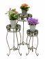 Preview: Blumenhocker Metall Grün Rund Blumenständer 96008 3er Set Blumensäule Antik Pflanzenständer Pflanzenhocker Vintage
