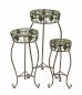 Preview: Blumenhocker Metall Grün Rund Blumenständer 96008 3er Set Blumensäule Antik Pflanzenständer Pflanzenhocker Vintage