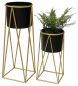 Preview: DanDiBo Flower Stool with Pot Metal Gold Black Set of 2 Flower Stands 96046 Flower Column Modern Plant Stand Plant Stool
