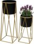 Preview: DanDiBo Flower Stool with Pot Metal Gold Black Set of 2 Flower Stands 96046 Flower Column Modern Plant Stand Plant Stool