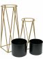 Preview: DanDiBo Flower Stool with Pot Metal Gold Black Set of 2 Flower Stands 96046 Flower Column Modern Plant Stand Plant Stool