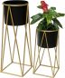 Preview: DanDiBo Flower Stool with Pot Metal Gold Black Set of 2 Flower Stands 96046 Flower Column Modern Plant Stand Plant Stool