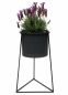 Preview: DanDiBo Blumenhocker mit Topf Metall Schwarz L 45 cm Blumenständer 96052 Blumensäule Modern Pflanzenständer Pflanzenhocker