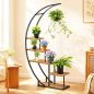 Preview: DanDiBo Pflanzenregal Indoor Blumenregal 170 cm Hoch Metall Schwarz Halbrund 96699 Blumentreppe Groß Rund Pflanzenständer plant stand