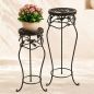 Preview: DanDiBo Blumenständer Metall Schwarz /Braun Antik Rund 18215 2er Set 65 cm / 78 cm Pflanzenständer Blumenhocker Beistelltisch Blumensäule Pflanzenhocker