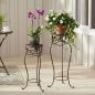Preview: DanDiBo Blumenständer Metall Schwarz /Braun Antik Rund 18215 2er Set 65 cm / 78 cm Pflanzenständer Blumenhocker Beistelltisch Blumensäule Pflanzenhocker