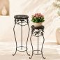 Preview: DanDiBo Blumenständer Metall Schwarz /Braun Antik Rund 18215 2er Set 65 cm / 78 cm Pflanzenständer Blumenhocker Beistelltisch Blumensäule Pflanzenhocker