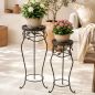 Preview: DanDiBo Blumenständer Metall Schwarz /Braun Antik Rund 18215 2er Set 65 cm / 78 cm Pflanzenständer Blumenhocker Beistelltisch Blumensäule Pflanzenhocker