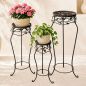 Preview: DanDiBo Blumenständer Metall Schwarz /Braun Antik Rund 18215 3er Set 52 cm / 65 cm / 78 cm Pflanzenständer Blumenhocker Beistelltisch Blumensäule Pflanzenhocker