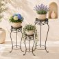 Preview: DanDiBo Blumenständer Metall Schwarz /Braun Antik Rund 18215 3er Set 52 cm / 65 cm / 78 cm Pflanzenständer Blumenhocker Beistelltisch Blumensäule Pflanzenhocker