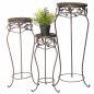 Preview: DanDiBo Blumenständer Metall Schwarz /Braun Antik Rund 18215 3er Set 52 cm / 65 cm / 78 cm Pflanzenständer Blumenhocker Beistelltisch Blumensäule Pflanzenhocker