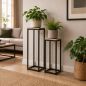 Preview: DanDiBo Blumenständer Metall Schwarz Eckig 2er Set 60 cm und 70 cm Pflanzenständer 96705 Blumenhocker Beistelltisch Blumensäule Design Modern Pflanzenhocker Blumensäule Blumenbank Plant Stand