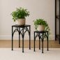 Preview: DanDiBo Blumenständer Metall Schwarz Eckig 96449 2er Set Pflanzenständer Blumenhocker Beistelltisch Blumensäule Modern Pflanzenhocker