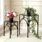 Preview: DanDiBo Blumenständer Metall Schwarz Eckig 96449 2er Set Pflanzenständer Blumenhocker Beistelltisch Blumensäule Modern Pflanzenhocker