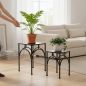 Preview: DanDiBo Blumenständer Metall Schwarz Eckig 96449 2er Set Pflanzenständer Blumenhocker Beistelltisch Blumensäule Modern Pflanzenhocker