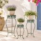 Preview: DanDiBo Blumenständer Metall Schwarz / Grün Rund 96008 3er Set 50 cm / 60 cm / 75 cm Pflanzenständer Blumenhocker Beistelltisch Blumensäule Pflanzenhocker