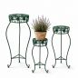 Preview: DanDiBo Blumenständer Metall Schwarz / Grün Rund 96008 3er Set 50 cm / 60 cm / 75 cm Pflanzenständer Blumenhocker Beistelltisch Blumensäule Pflanzenhocker