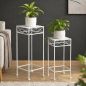 Preview: DanDiBo Flower Stool White Metal Square Flower Stand 96314 Set of 2 Side Table Flower Column Modern Plant Stand Plant Stool
