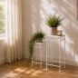 Preview: DanDiBo Flower Stool White Metal Square Flower Stand 96314 Set of 2 Side Table Flower Column Modern Plant Stand Plant Stool