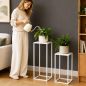 Preview: DanDiBo Blumenständer Metall Weiss Eckig 96482 2er Set Pflanzenständer Blumenhocker Beistelltisch Blumensäule Modern Pflanzenhocker