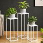 Preview: DanDiBo Blumenständer Metall Weiss Eckig 96482 3 er Set Pflanzenständer Blumenhocker Beistelltisch Blumensäule Modern Pflanzenhocker