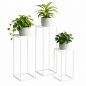 Preview: DanDiBo Blumenständer Metall Weiss Eckig 96482 3 er Set Pflanzenständer Blumenhocker Beistelltisch Blumensäule Modern Pflanzenhocker