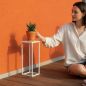 Preview: DanDiBo Metal Plant Stand White Square 96482 S Plant Holder 50 cm Flower Stool Side Table Flower Pedestal Modern Plant Stool