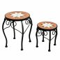 Preview: DanDiBo Mosaic Round Plant Stand Set of 2 12014 Plant Holder for Outdoor Use Flower Stool Outdoor Side Table Plant Stool