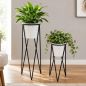 Preview: DanDiBo Blumenständer mit Topf Metall Schwarz Weiß 2er Set Blumenhocker 96043 Blumensäule Modern Pflanzenständer Pflanzenhocker