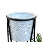 Preview: DanDiBo Blumenständer mit Topf Metall Schwarz Weiß 2er Set Blumenhocker 96043 Blumensäule Modern Pflanzenständer Pflanzenhocker