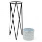Preview: DanDiBo Blumenständer mit Topf Metall Schwarz Weiß Rund 96043 L 75 cm Pflanzenständer Blumenhocker Beistelltisch Blumensäule Modern Pflanzenhocke
