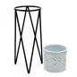 Preview: DanDiBo Blumenständer mit Topf Metall  Schwarz Weiß Rund 96043 S 50 cm Pflanzenständer Blumenhocker Beistelltisch Blumensäule Modern Pflanzenhocker