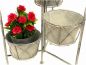 Preview: DanDiBo Blumentreppe Innen Metall Weiß Grau 100 cm Blumenständer mit 4 Töpfe 96128 Blumenständer Blumensäule Pflanzenständer Balkon Vintage