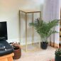 Preview: DanDiBo Blumenhocker Metall Gold Eckig 70 cm Blumenständer Beistelltisch 96506 L Blumensäule Modern Pflanzenständer Pflanzenhocker